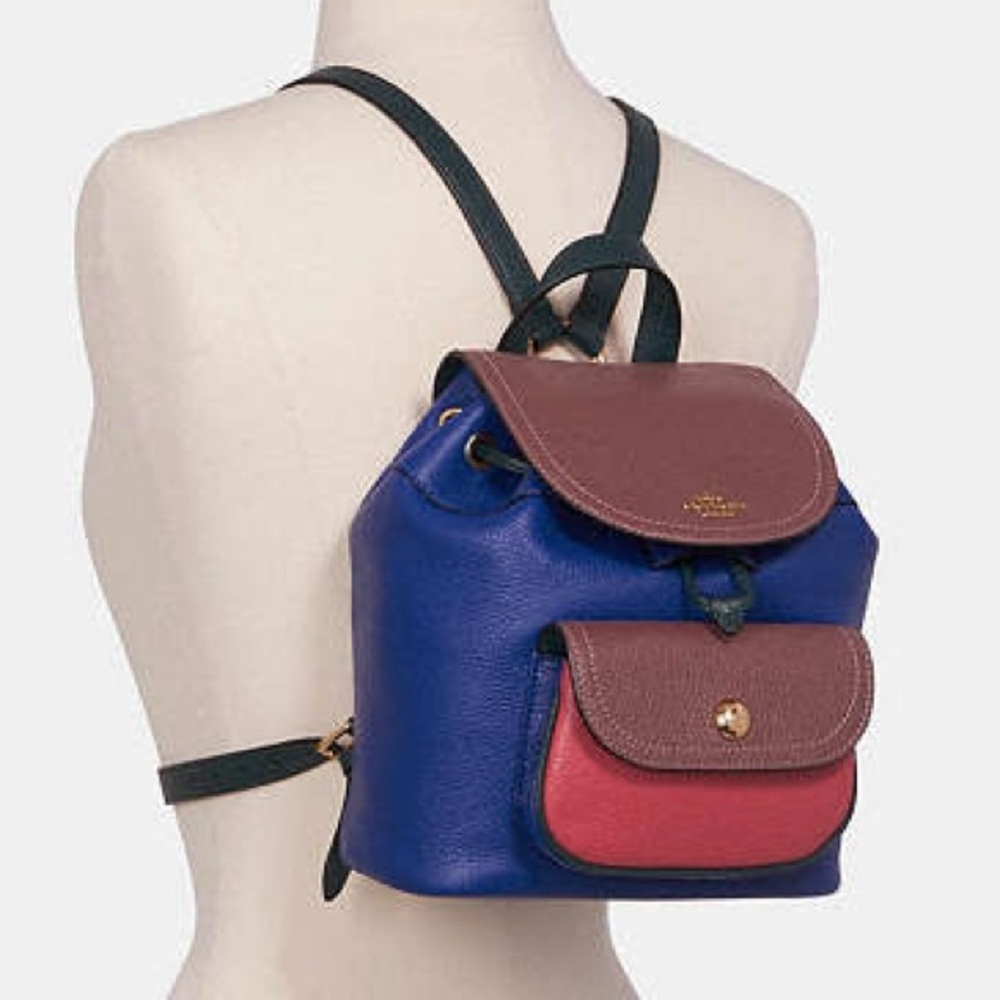 NWOT Coach Pennie Backpack 22” Colorblock Sport Blue Multi - Picture 4 of 13